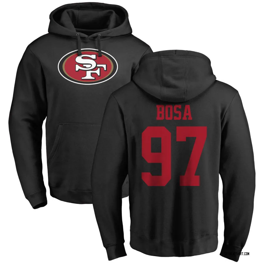 Men's Nick Bosa San Francisco 49ers Black Pro Line Name & Number Logo Pullover Hoodie