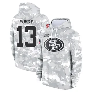 Youth Brock Purdy San Francisco 49ers Camo Arctic 2024 Salute to Service Club Fleece Pullover Hoodie